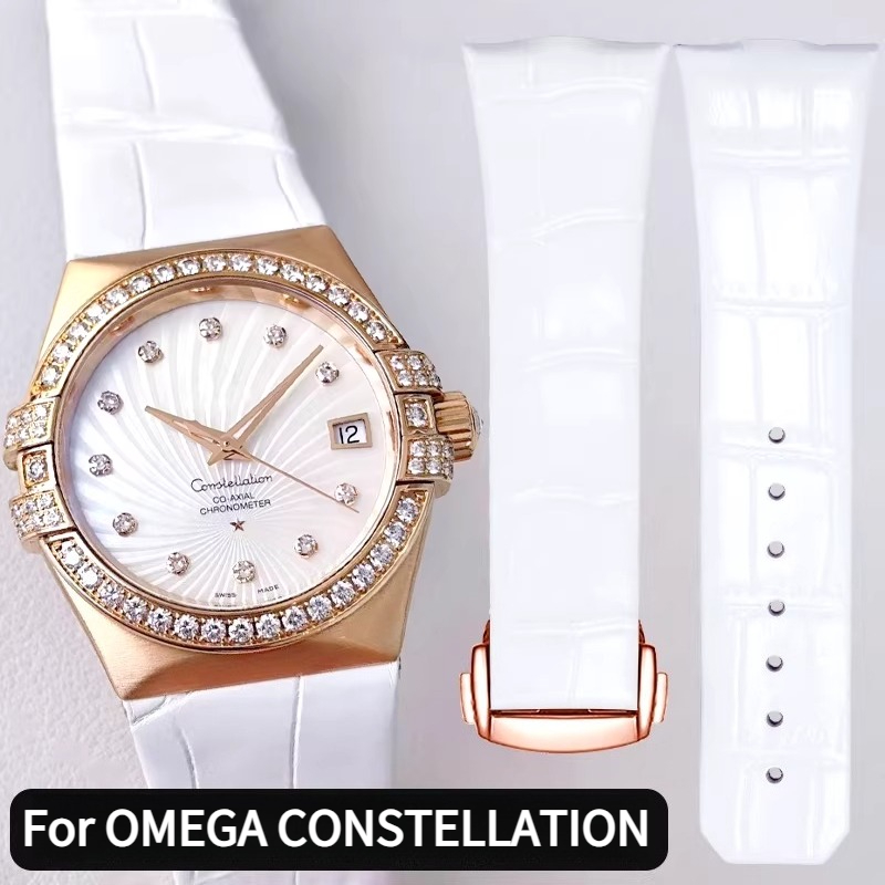 Omega Watch Constellation - Correa de reloj de cuero curvada