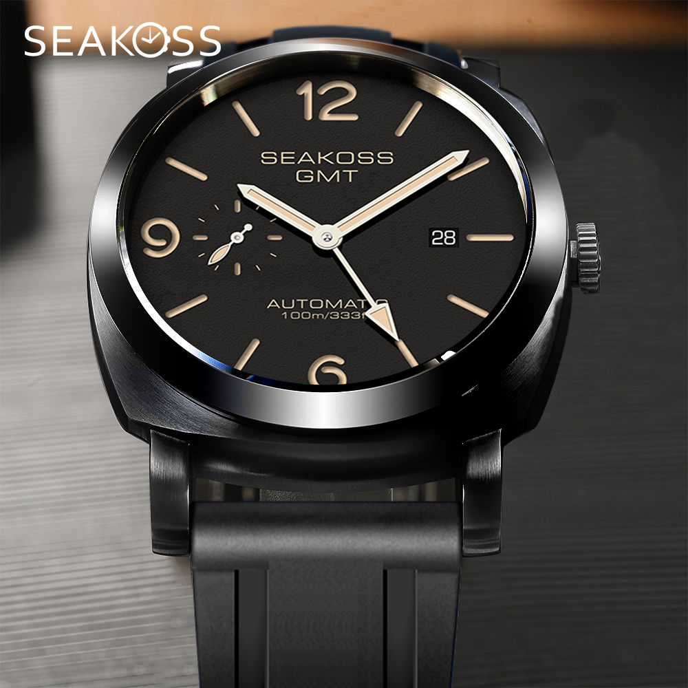 Chronograph Flyback Watch - SEAKOSS 100m buceo hombres GMT relojes