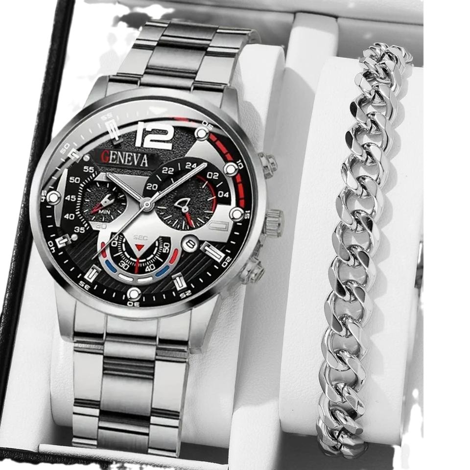Luxury Watch All Black - Reloj de cuarzo negro de lujo