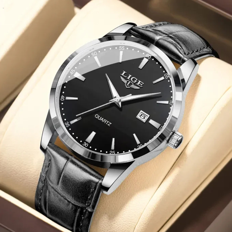 Luxury Watch All Black - Relojes Masculino LIGE, reloj de cuero