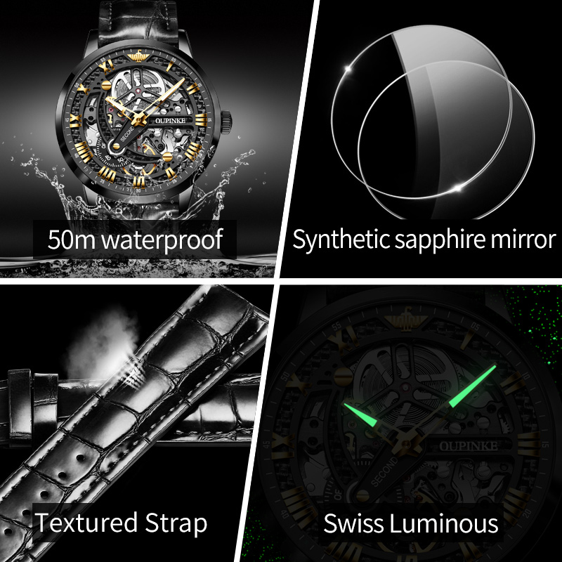OUPINKE 3173 correa de cuero O - Chronograph Flyback Watch reseña y precio