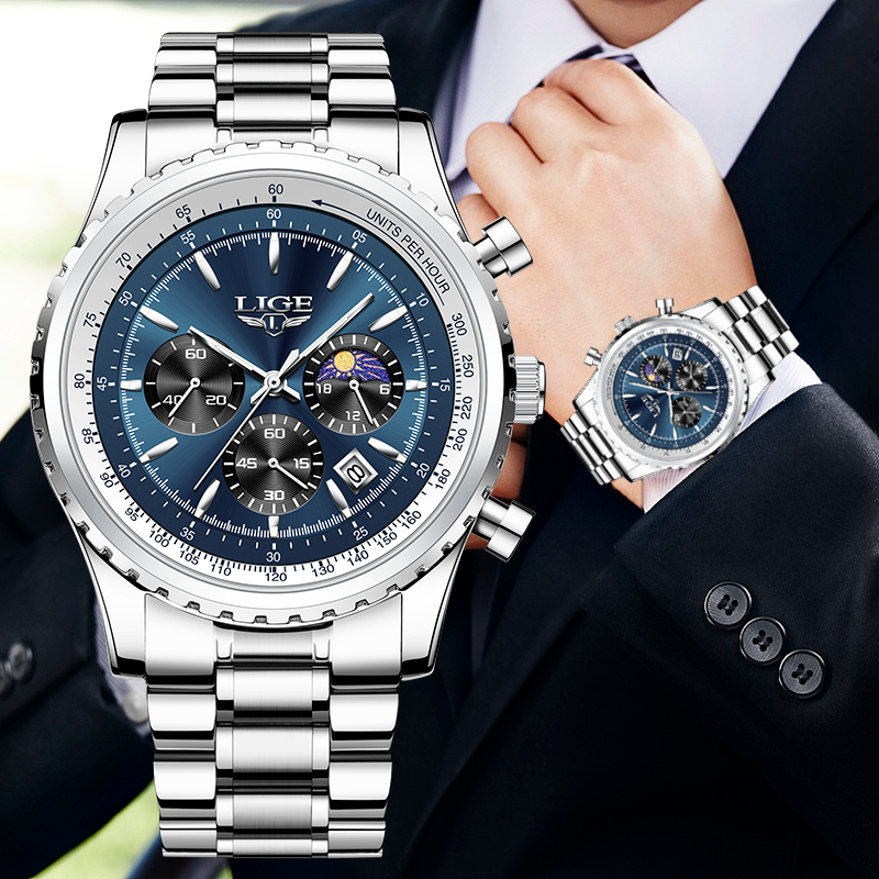 LIGE-reloj analógico de acero  - Luxury Watch Maker reseña y precio