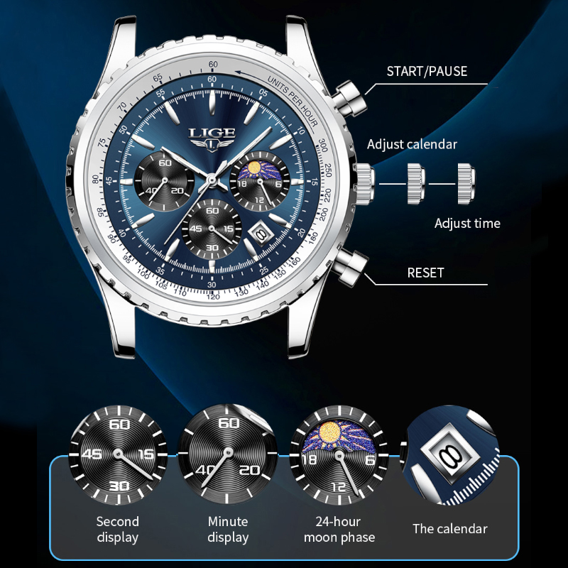 LIGE-reloj analógico de acero  - Luxury Watch Maker reseña y precio