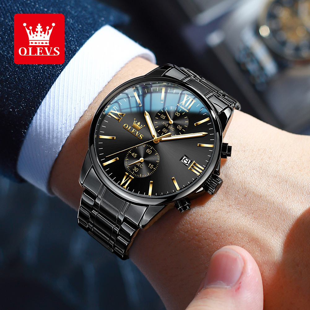 OLEVS 2886 reloj clásico de cu - Luxury Watch All Black reseña y precio