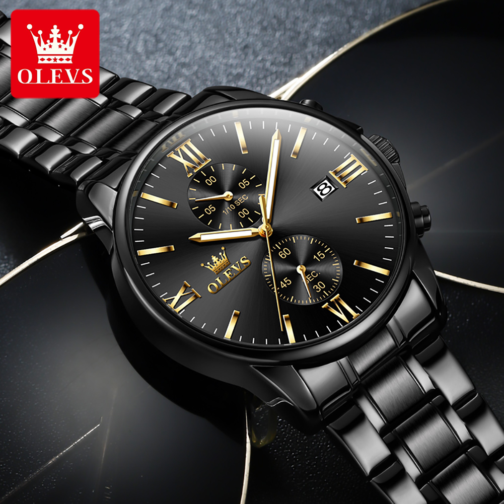OLEVS 2886 reloj clásico de cu - Luxury Watch All Black reseña y precio