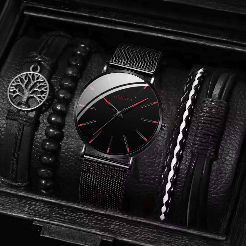 Juego de 5 pulseras de reloj d - Luxury Watch All Black reseña y precio
