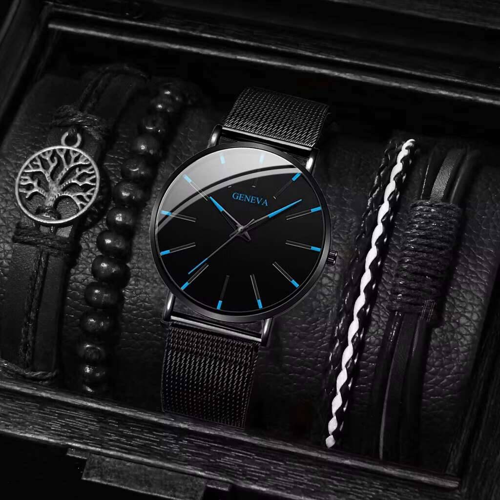 Juego de 5 pulseras de reloj d - Luxury Watch All Black reseña y precio