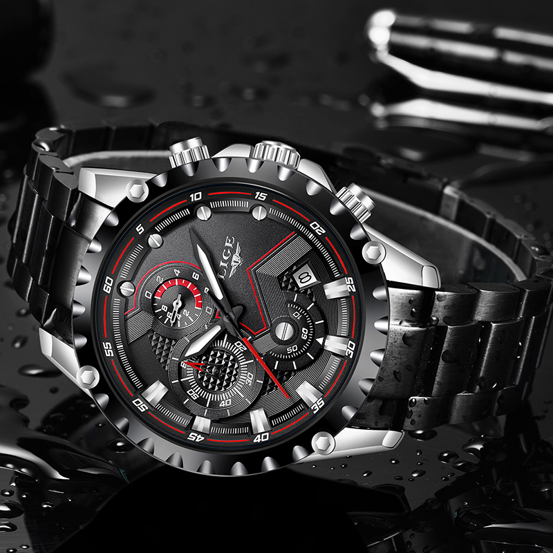 LIGE-reloj militar de acero pa - Luxury Watch All Black reseña y precio