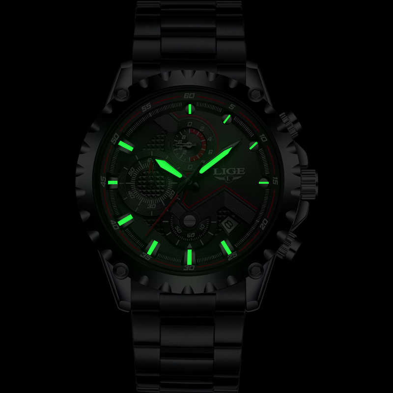 LIGE-reloj militar de acero pa - Luxury Watch All Black reseña y precio