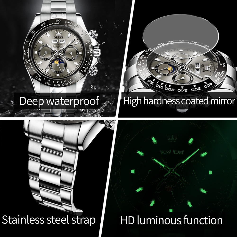 OLEVS 6654 reloj de lujo para  - Chronograph Flyback Watch reseña y precio